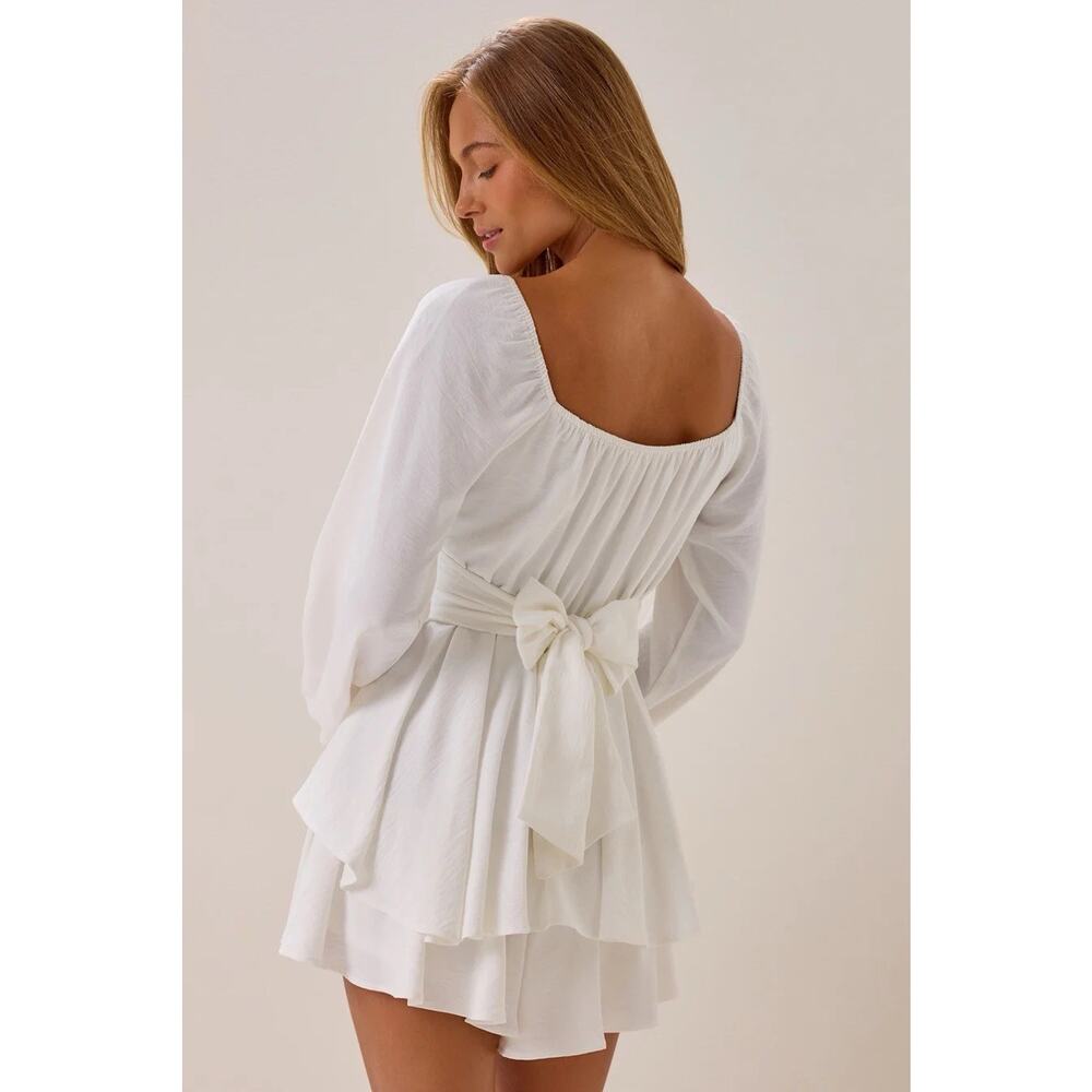 Altar'd State Lola Crossover Romper Tie Waist White Womens XL NWT Fairycore - Picture 2 of 12